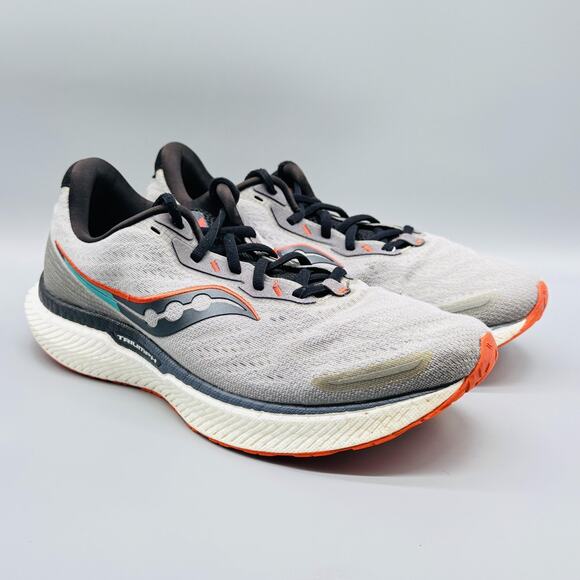 Saucony Shoes Mens 11 Gray Black Orange Triumph 18 Athletic Running Sneakers - Picture 2 of 12